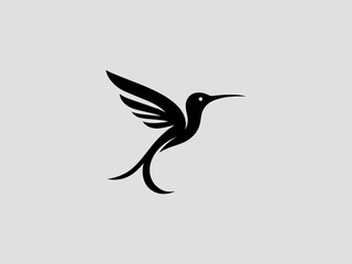 Fototapeta premium Minimalist hummingbird silhouette vector logo for eco-friendly or garden brands 