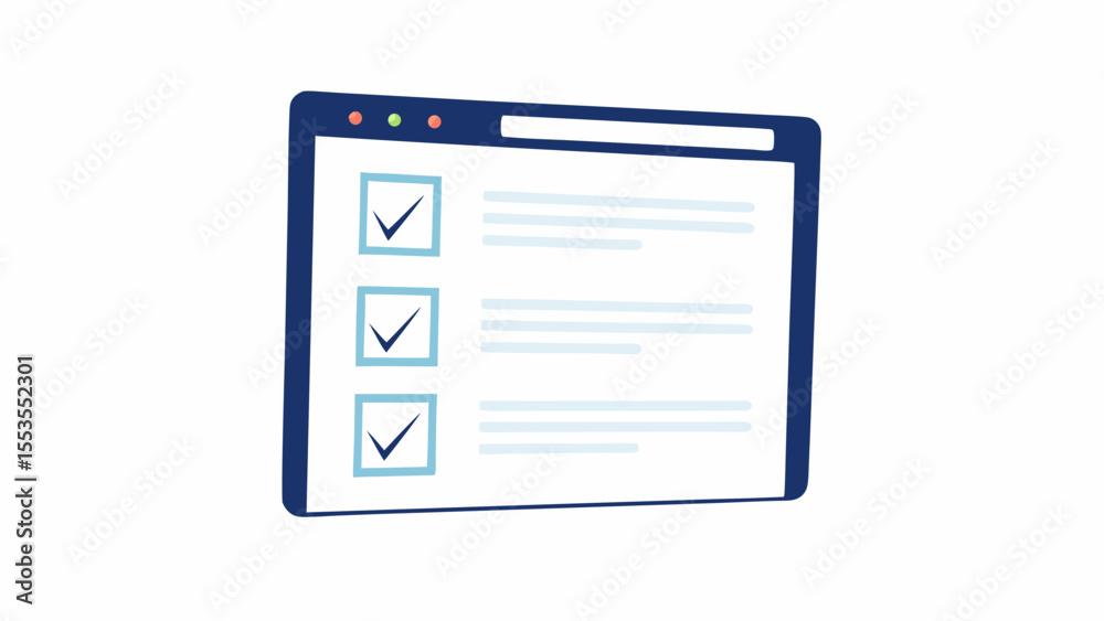 Fototapete a browser window displaying a checklist with checkmarks next to each item shown here