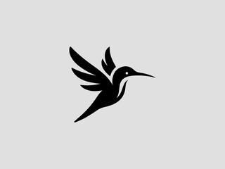 Obraz premium Minimalist hummingbird silhouette vector logo for eco-friendly or garden brands 
