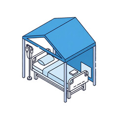Hospital bed icon for inpatient or emergency care.