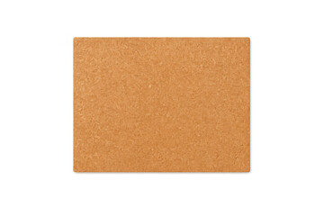 Close-up view of a blank cork board providing a textured background, isolated on a transparent background for seamless integration into various projects