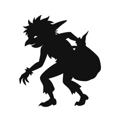 Naklejka premium Silhouette vector Goblin carries a bag , thief Pose – 