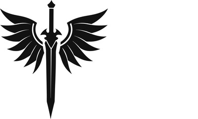Fototapeta premium Silhouette vector a sword with wings, a symbol