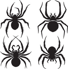 Spider text icon silhouette vector with white background