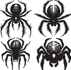Spider text icon silhouette vector with white background