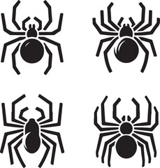 Spider text icon silhouette vector with white background
