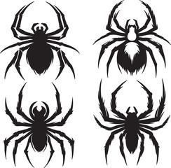 Spider text icon silhouette vector with white background