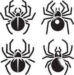 Spider text icon silhouette vector with white background