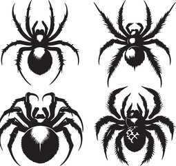 Spider text icon silhouette vector with white background