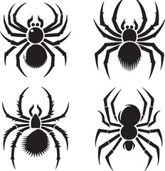 Spider text icon silhouette vector with white background