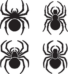 Spider text icon silhouette vector with white background
