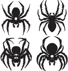 Spider text icon silhouette vector with white background