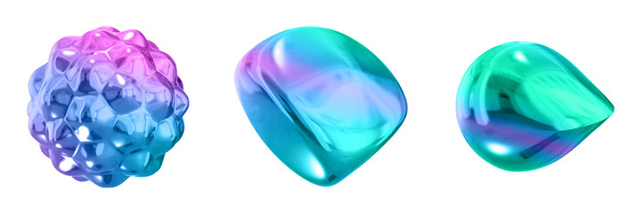3D Abstract Shape Objects, 3d rendering metallic gradient shape design element, futuristic, shiny design