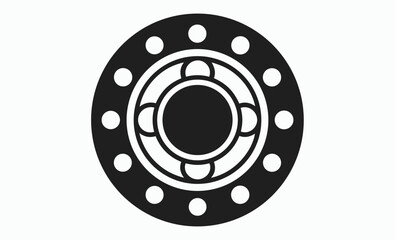 pipe flange icon, flange connector silhouette, plumbing flange vector