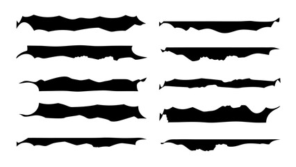 Grunge Ink Brush Strokes Torn Banner Silhouettes Collection