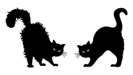 Halloween cat black vector silhouette