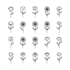 Soft Petal Grid. A square layout of softly drawn flowers with graceful lines and balanced spacing, ideal for elegant backgrounds and surface patterns.