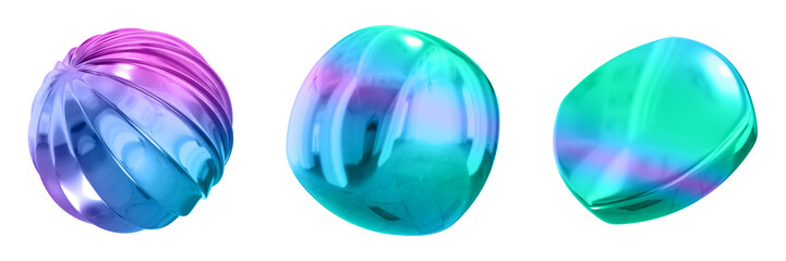3D Abstract Shape Objects, 3d rendering metallic gradient shape design element, futuristic, shiny design