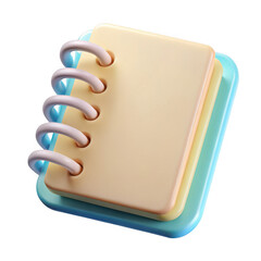 3d render spiral notebook isolated on transparent background