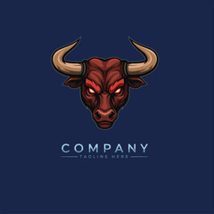 Bull Logo Vector Simple Modern Flat