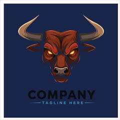 Bull Logo Vector Simple Modern Flat