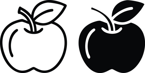 Simple Black Apple Silhouette Icon – Stylized Vector with Clean Lines and No Background