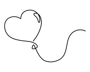 Heart one line art, hand-drawn heart, continuous contour, love concept. Feelings expression, festive enamored design romantic element Valentine's Day simple minimalist design. Editable stroke. 
