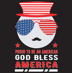 USA Independence Day t shirt design silhouette vector art illustration, happy birthday card with American flag