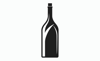 wine bottle silhouette, vector icon, black isolated