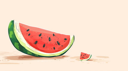 Fresh watermelon slice summer banner with copy space illustration header