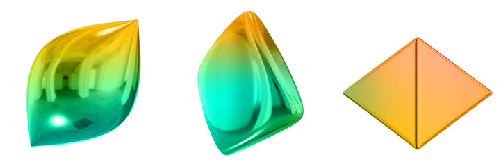3D Abstract Shape Objects, 3d rendering metallic gradient shape design element, futuristic, shiny design
