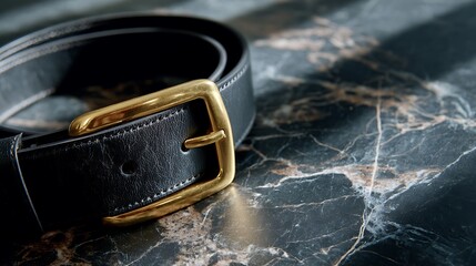 High-Quality Leather Belt with Brass Buckle, Classic and Durable Design