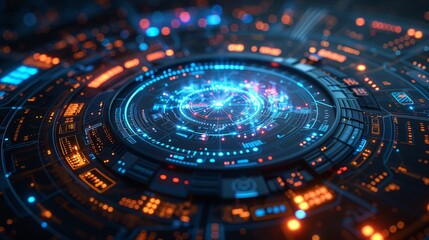 Futuristic circle HUD GUI UI on blue Abstract vector Tech communication innovation concept