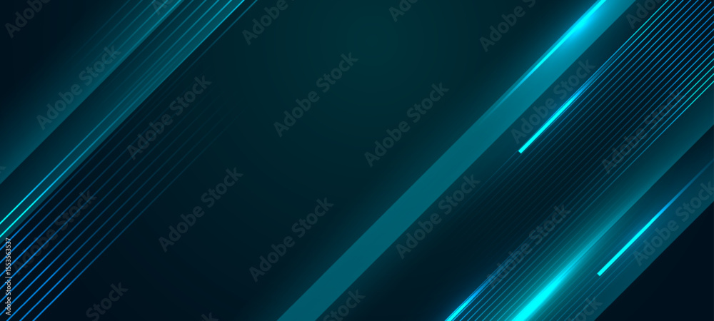 Poster Abstract technology background with glowing light and diagonal lines. Vectorr illustration. 