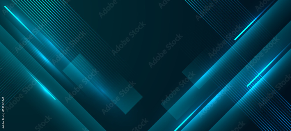 Aufkleber Abstract technology background with glowing light and diagonal lines. Vectorr illustration. 