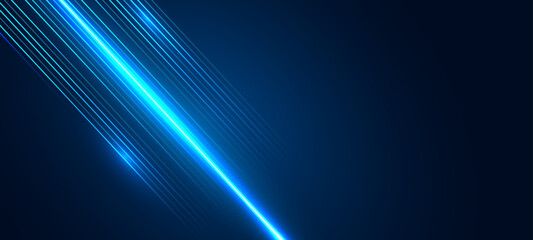 Obraz premium Abstract technology background with glowing light and diagonal lines. Vectorr illustration. 
