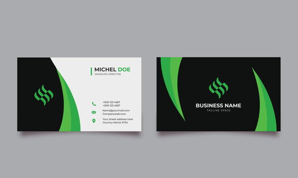 Green Business card design template, Clean professional business card template, visiting card, business card template.