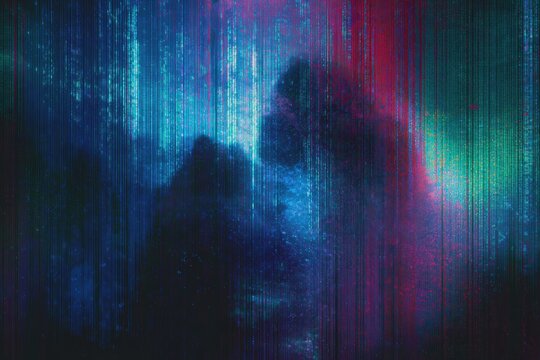 Abstract digital art with glitch effect