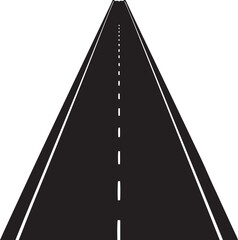 A Straight Road Illustration with Solid Black Asphalt and White Lines