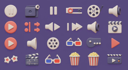 Collection of flat design media icons