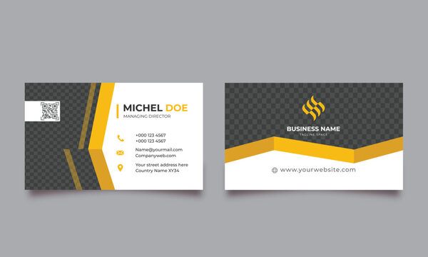 Yellow Business card design template, Clean professional business card template, visiting card, business card template.