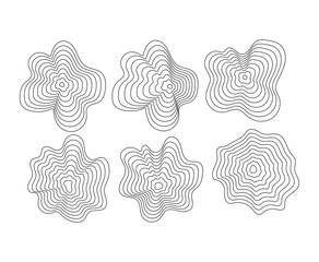  Set of abstract contour line shapes resembling organic or floral forms. Ideal for modern design, posters, branding, textiles, or scientific and topographic-style visuals.