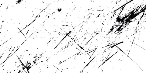 Vintage grunge scratches texture isolated on white background. Abstract scratch marks on a white surface isolated on white background. Black and white grunge. Distress overlay texture.