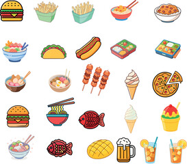 Delicious Food and Drink Icons Collection - Flat Design Vector Set