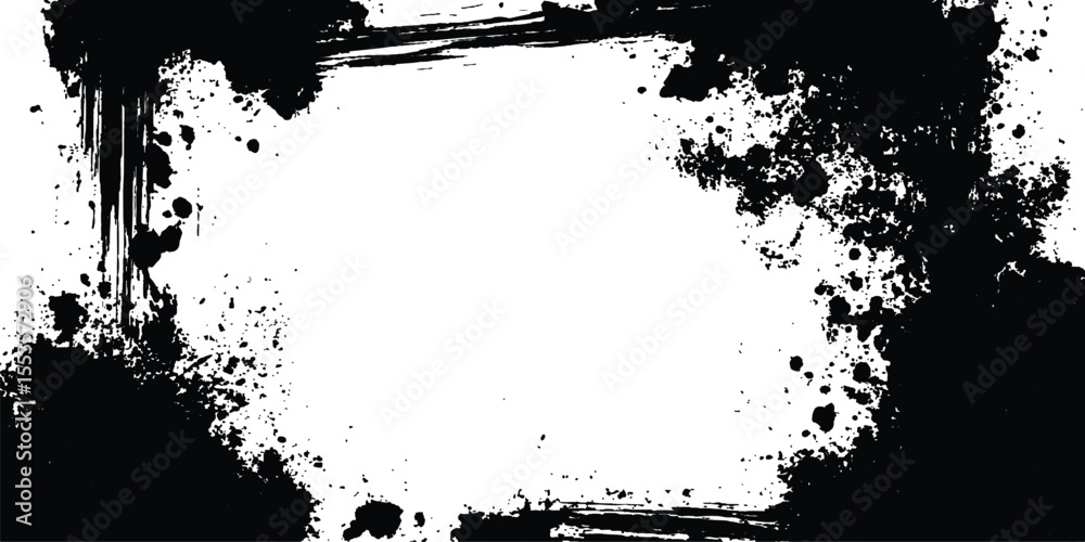Poster grunge black frame on white background. vector black square grunge frame on a transparent background