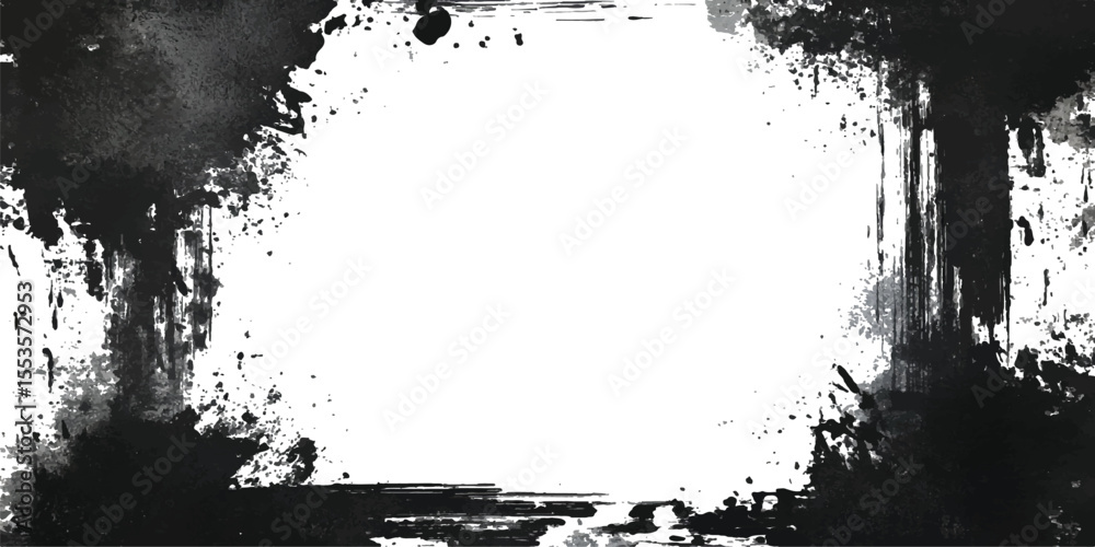 Poster grunge black frame on white background. vector black square grunge frame on a transparent background