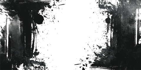 Grunge black frame on white background. Vector black square grunge frame on a transparent background.