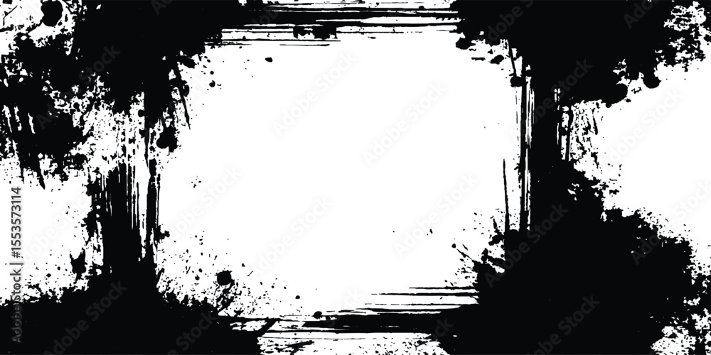 Poster grunge black frame on white background. vector black square grunge frame on a transparent background