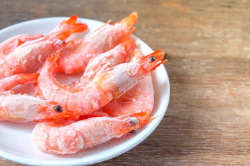 Frozen shrimps Dry freeze food ,Seafood delicacies. Selective focus.