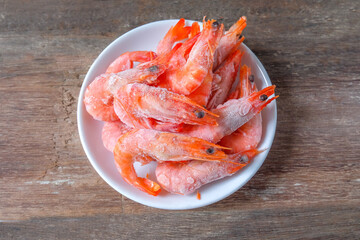 Frozen shrimps Dry freeze food ,Seafood delicacies. Selective focus.